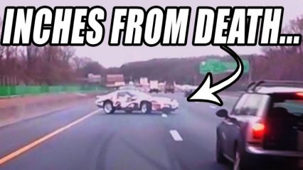 Guy Comes WIthin Inches Of Totaling His Corvette… Great Save!