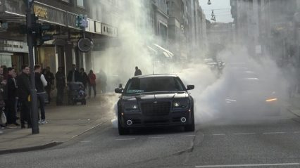Guy Does Burnout In Chrysler 300C In Front Of Crosswalk… Gets Busted Instantly!