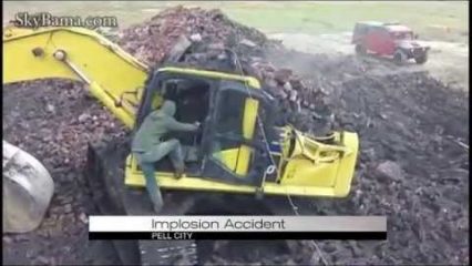 Intense Video Shows Smokestack Falling On Excavator WIth Operator Inside!