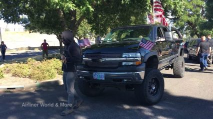 Masked Protester Tries to Stop Truck… He Fails Miserably