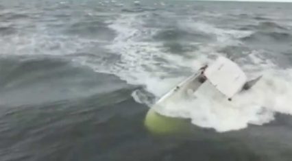 Drone Captures Scary Moment a Boat Sinks in Rough Florida Waters!