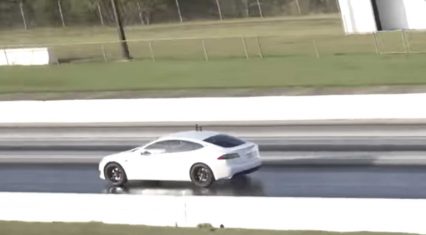 Gutted Tesla P100D Sets New Quarter Mile Record Drag Racing!