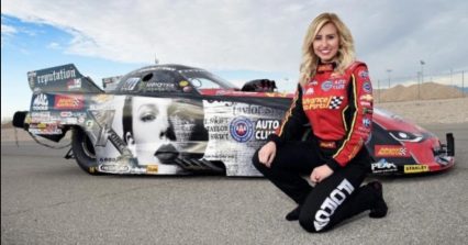 Courtney Force’s Funny Car Decked Out in Taylor Swift Album Artwork for Auto Club NHRA Finals
