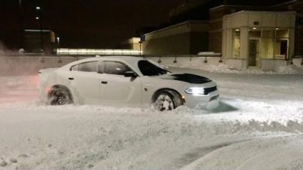 Daily Driven Hellcat Plows Through a Foot of Snow!