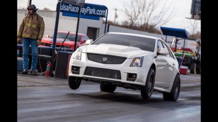 Ever Seen a CTS-V Wagon Pull a Wheelie? Here You Go!