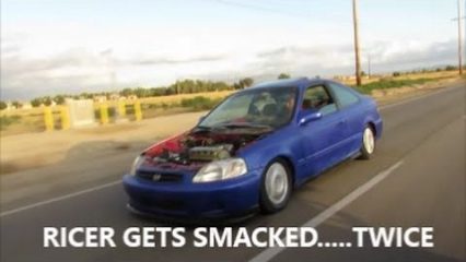 Kid Talks Up His Honda Civic And Loses Against A Truck!