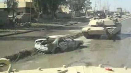 Tank Rolls Over a Car Bomb Like Nothing Even Happen