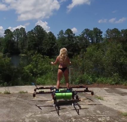 This Human Hoverboard Quadcopter Looks Extremely Dangerous