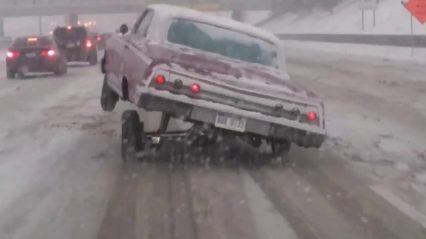 Lowrider 3 Wheeling In Detroits First Big Snow Storm!