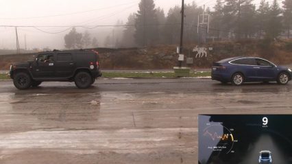 Tesla Model X vs Hummer H2… Who WIll Win This Tug Of War Battle?