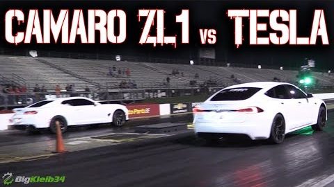 Tesla Takes on New Camaro ZL1, CTS-V, Grand National + More in Drag Race!