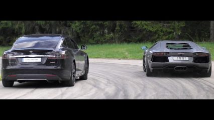 “700 HP” Tesla Model S P85D vs Lamborghini Aventador LP700-4