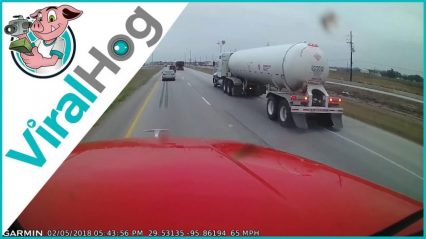 Distracted Driver Takes Out Semi Truck