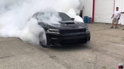 Hellcat Charger Pops Tires burning Them to the WIRES!