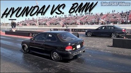 Hyundai Accent Drags BMW M5 Not Once BUT TWICE!