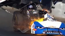 John Force Goes BOOM In Qualifying, Shredding The Body Of His Funny Car.