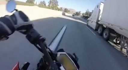 Speed Wobbles Send Man UNDER Moving SEMI Truck Trailer at Highway Speeds