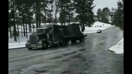 SEMI Truck On An Icy Road  Gone Wrong! (Heavy Load)