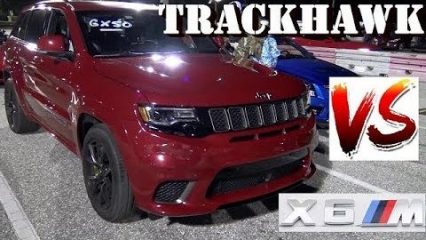 707 HP Trackhawk vs BMW X6M -1/4 mile Drag Race