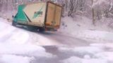 Delivery Box Truck Driver Drifts Through Snow Covered Back Roads Like a Madman!