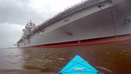 Getting This Close to a U.S. NAVY SHIP Might Not Be A Good idea!