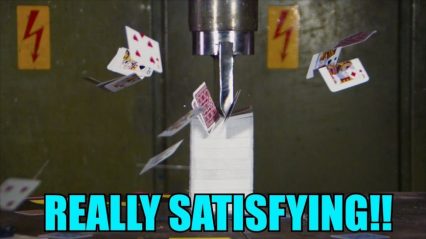 Oddly Satisfying: Hydraulic Press Brings New Meaning to “Splitting” a Deck of Cards