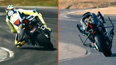 Riderless Robotic Motorcycle takes on Pro Motorcycle Racer 1v1