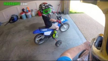 Little Guy Ripping on Dirtbike Wrecks it, Dad Won’t Let Him Quit