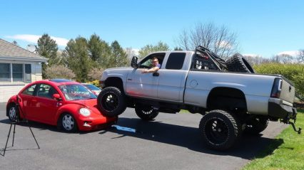 They Ran Over His VW Beetle With a Lifted Truck!