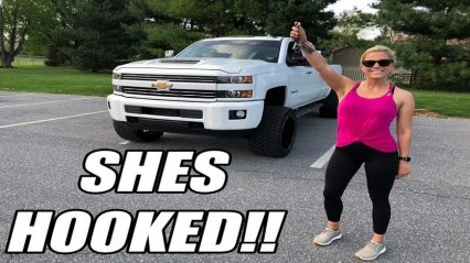 Wife Reacts to Beating On Husbands Tuned 650HP Lifted DURAMAX!