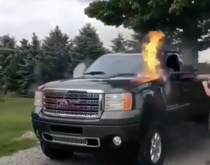 GMC Pickup Accelerates Out of Control with Doors Locked, Bursts Into Flames!