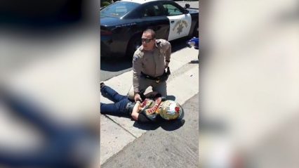 California Highway Patrol Appears to Ram Motorcycle In Chase.