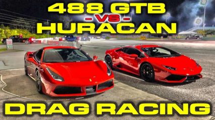 Ferrari 488 GTB VS Lamborghini Huracan… 1/4 Mile From a Dig!