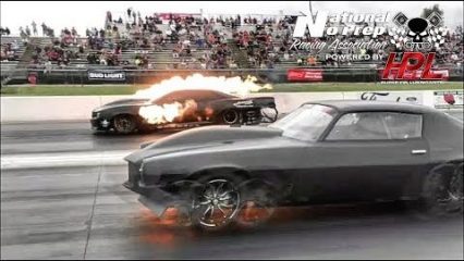 Kye Kelley In After Shock vs Monza’s Twin Turbo Camaro! Huge Fireball