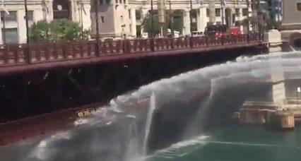 So Hot in Chicago they Had To Spray a Bridge with Water So it Wouldn’t Bend into Water