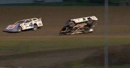 He Almost Flips Then Goes For a Wild Ride By Jumping 30 Feet In His Racecar!