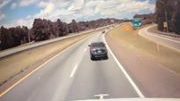 Big Rig Nearly Clobbers Slow Moving Car Entering Highway, Trucker Handles it Perfectly