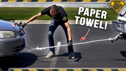 Can you make a rope out of paper towels strong enough to pull a car? These guys tried