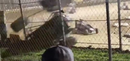 Sprint Car Rides the Wall Sideways to Avoid Crash, What is Gravity Anyway?