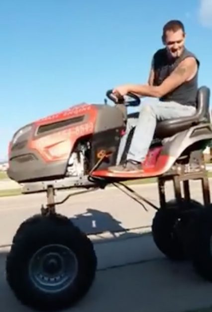 Lifted Lawnmower Suspension Fails, Comes Crashing Down