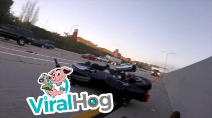 Biker Gets Taken Out By SUV Flipping Over