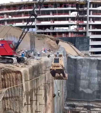 Crane Lifting Bulldozer Breaks Causing Devastating Damage