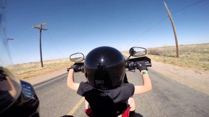 Dad Lets His Six-Year-Old Ride His Harley On The Open Road