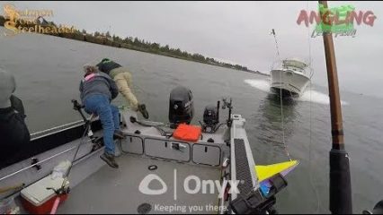 Fisherman Caught on Video Jumping into Water to Avoid Crash
