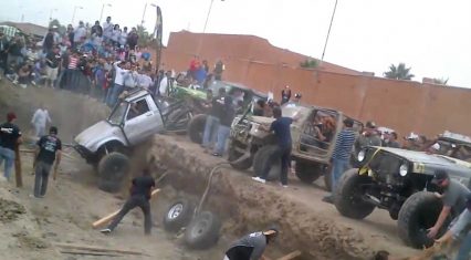 Crazy Jeep Contest Pushes Competitors In A Ditch In A Frenzy To Get Back Out