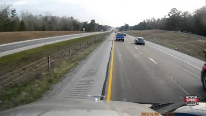 Redneck Trucker, says NO to this Blonde Trying to Merge!