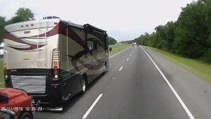 RV Blows Tire Causing Roll-Over
