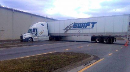 Truck Driver Tries To Make U-Turn, Immediately Realizes He Shouldn’t Have