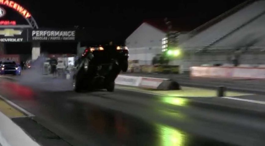 Mustang Goes Up For Wheelie, Comes Down Awkwardly And Almost Loses It