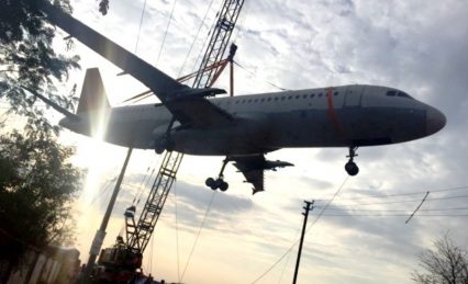 Crane Moving Jetliner Collapses, And Drops The Airplane